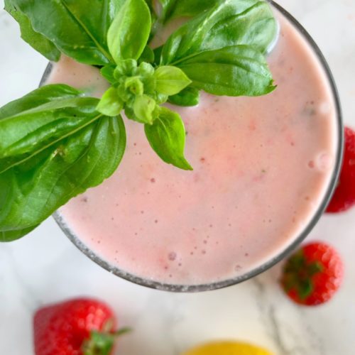 Strawberry Basil Protein Smoothie