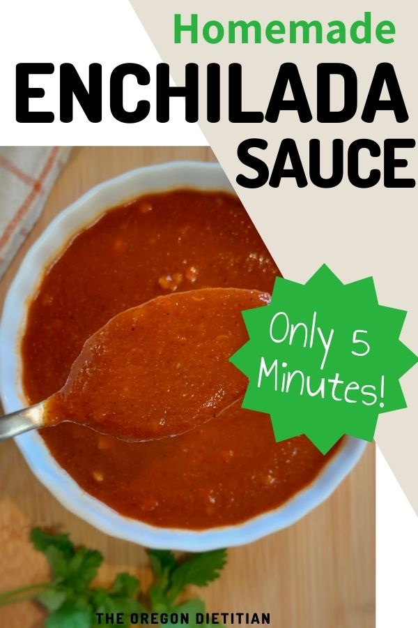 This homemade red enchilada sauce recipe is healthy and easy! It is gluten free, no added salt, and only takes about 5 minutes!
