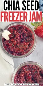 chia seed freezer jam with strawberry and blueberry
