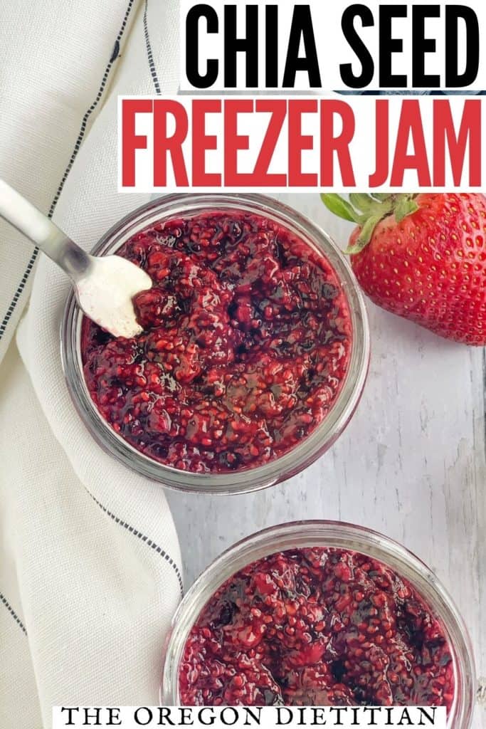 chia seed freezer jam with strawberry and blueberries