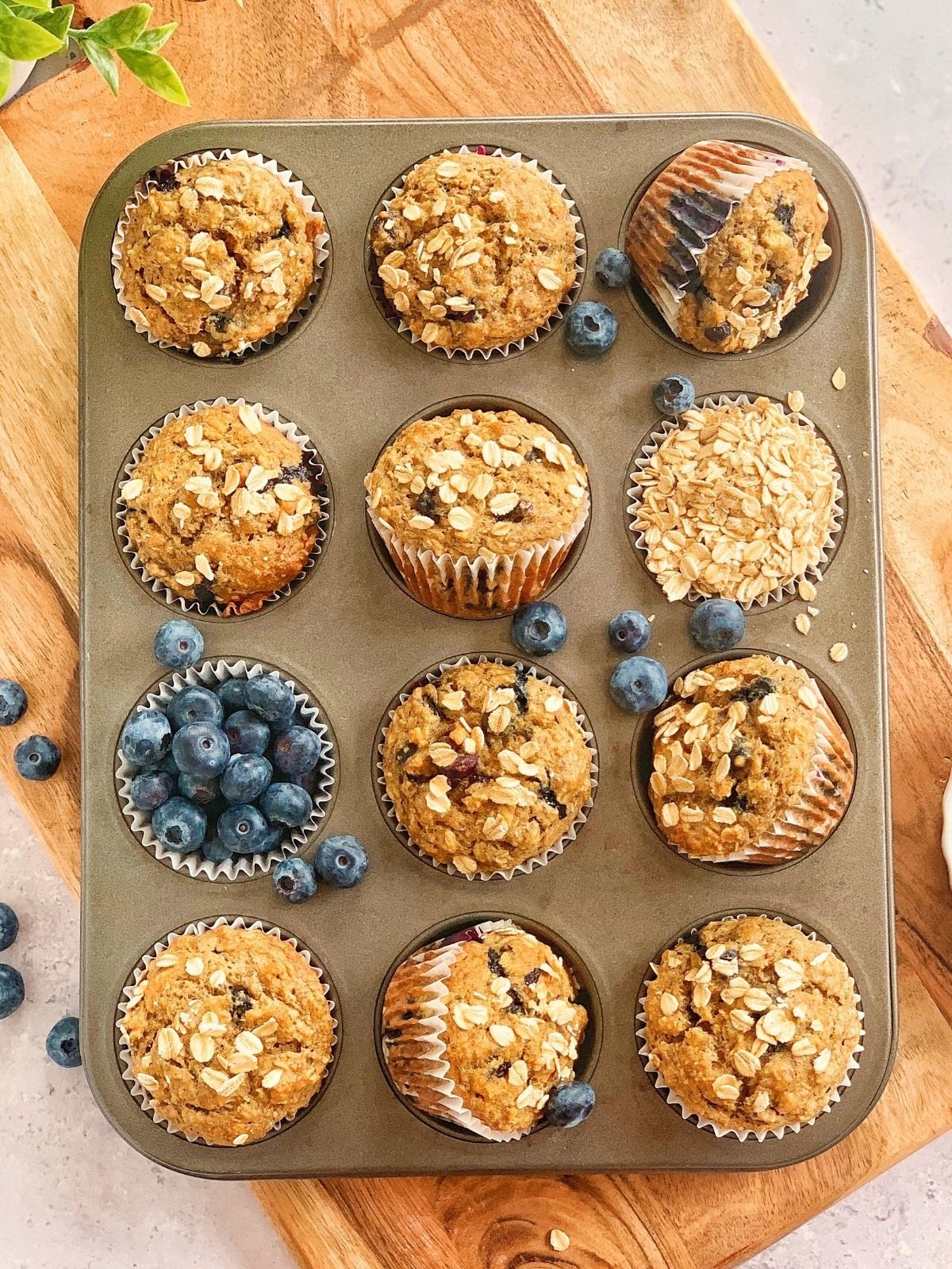 Blueberry Banana Muffins {With Greek Yogurt} - FeelGoodFoodie