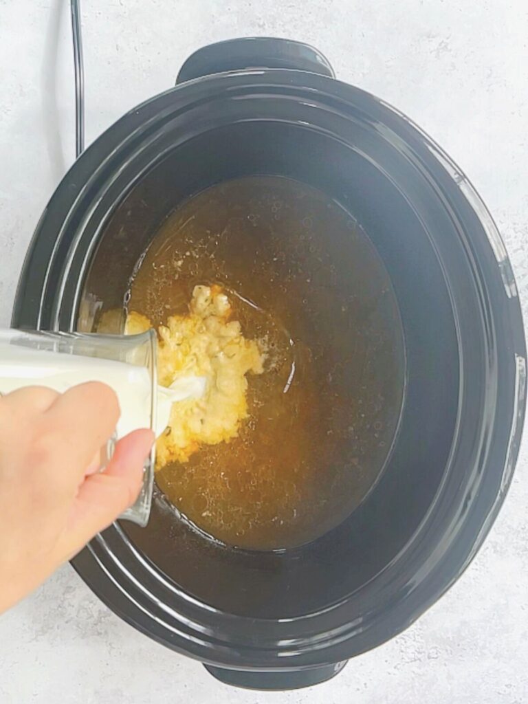 thickening the gravy by adding a cornstarch slurry.