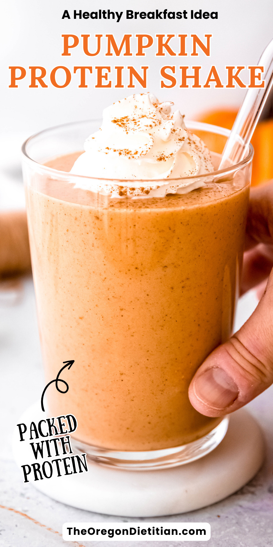 Enjoy the taste of fall with this Healthy Pumpkin Protein Shake! Made with wholesome ingredients, this delicious smoothie is perfect for a high protein breakfast or snack. Combining the rich flavors of pumpkin pie with essential nutrients, it's an ideal way to start your day or refuel after a workout. Easy to make and packed with protein, this shake is a tasty and nutritious option for any time. Try this delightful pumpkin pie smoothie today! #healthybreakfastsmoothie
