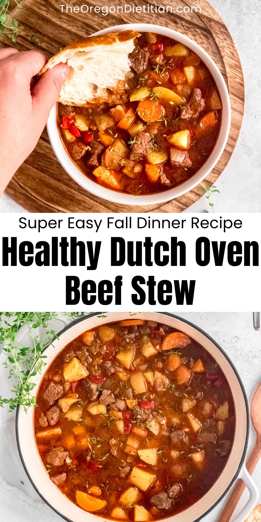 Warm up with this hearty and healthy Dutch oven beef stew! Packed with tender beef, fresh vegetables, and flavorful herbs, this easy recipe is perfect for a comforting family meal. Made with wholesome ingredients and cooked to perfection in a Dutch oven, this stew is nutritious and delicious. Save this recipe for a cozy, satisfying dinner that everyone will love! #dutchovenrecipes #easydinnerrecipes