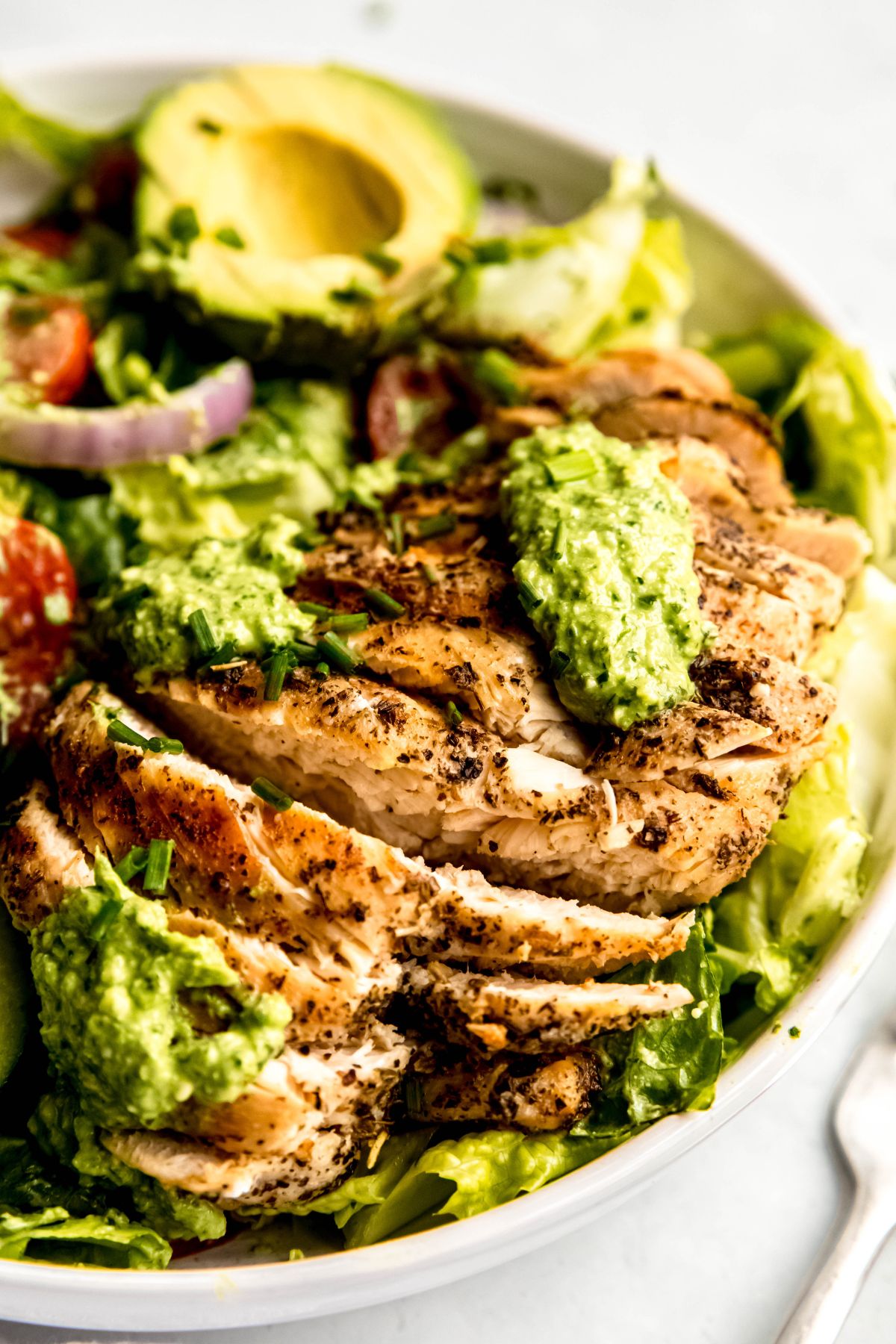 Grilled Chicken Green Goddess Salad - The Oregon Dietitian Grilled Chicken Green Goddess Salad - The Oregon Dietitian