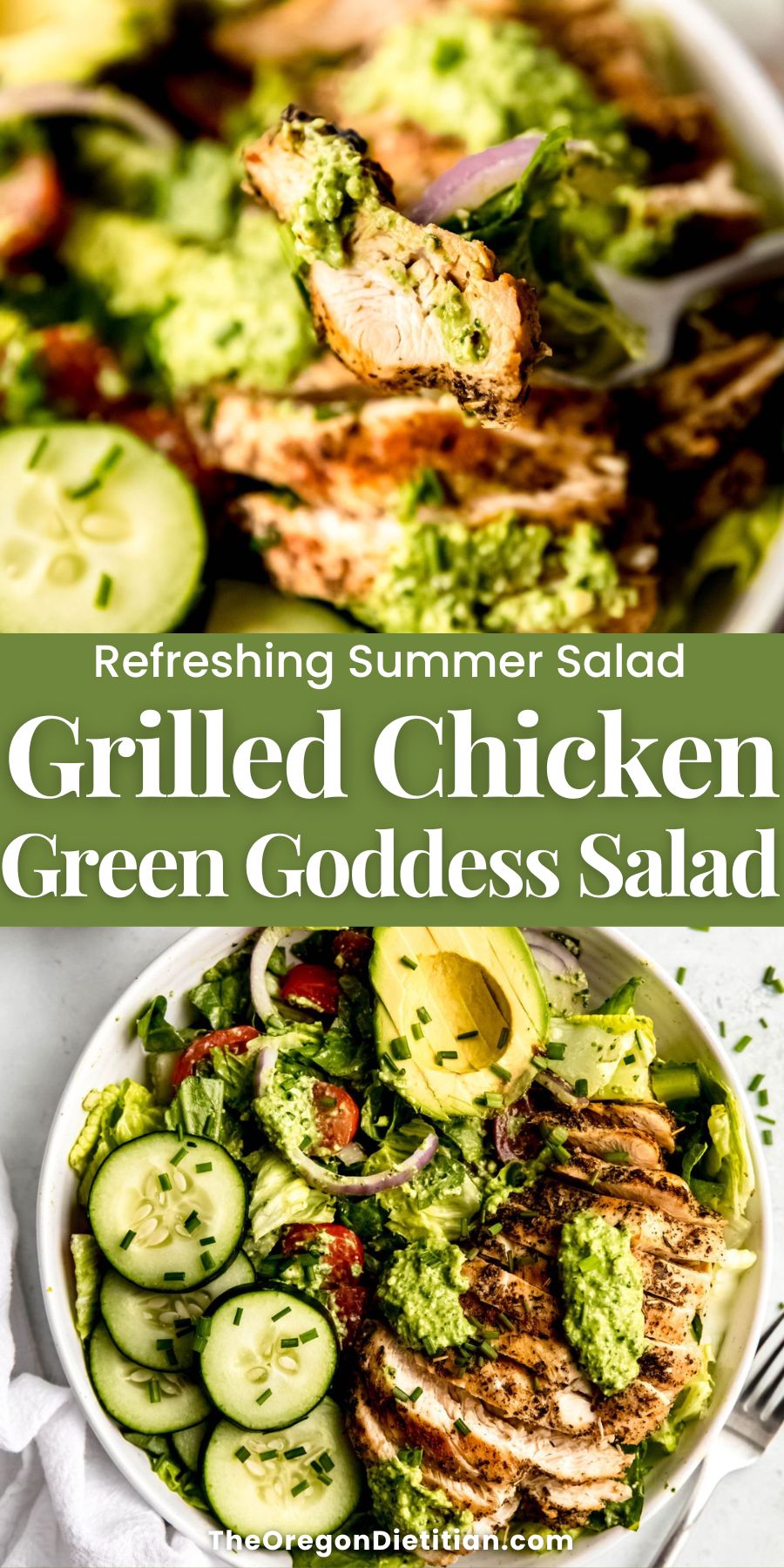 Grilled Chicken Green Goddess Salad - The Oregon Dietitian Grilled Chicken Green Goddess Salad - The Oregon Dietitian