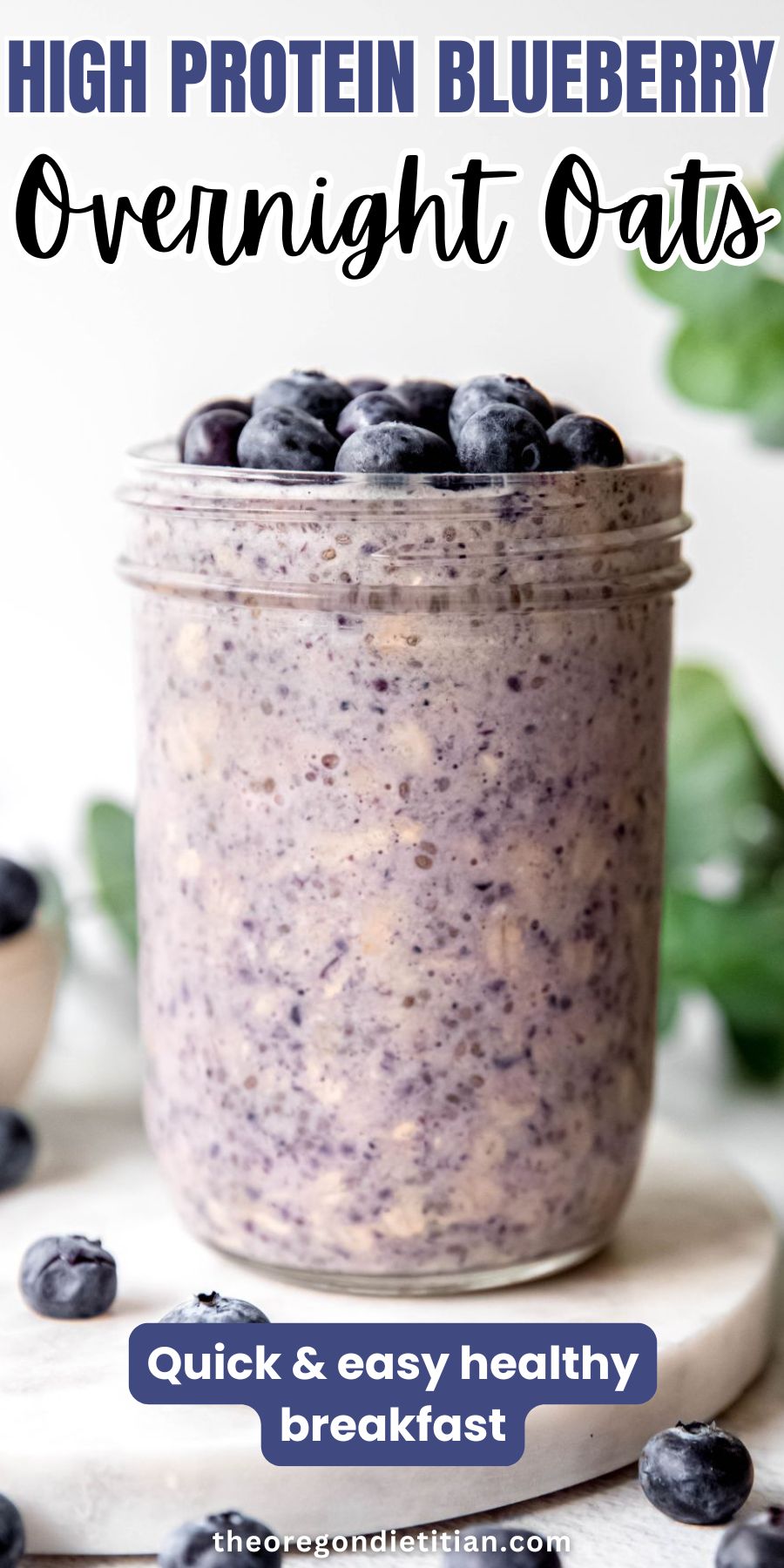 Protein blueberry overnight oats.