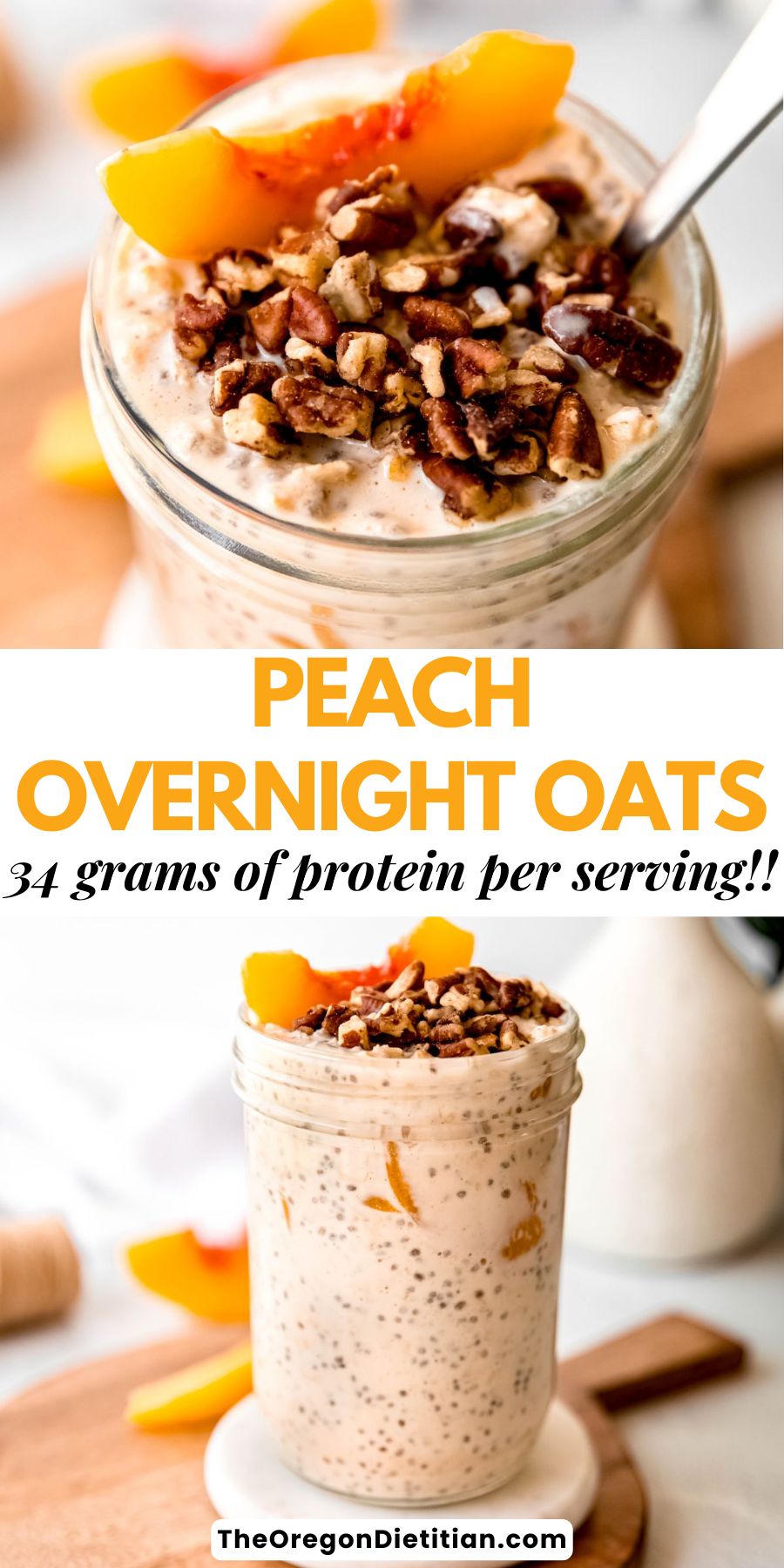 Protein peach overnight oats.