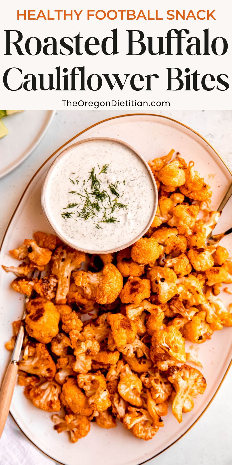 Roasted buffalo cauliflower bites.