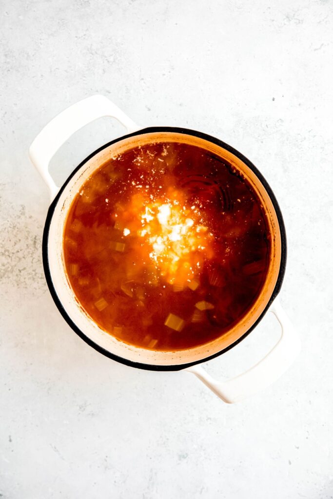 cottage cheese added to the unblended soup.