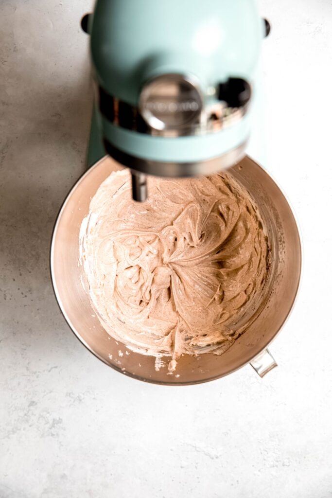 Whipped cream cheese flavored with pumpkin pie spice and sugar.