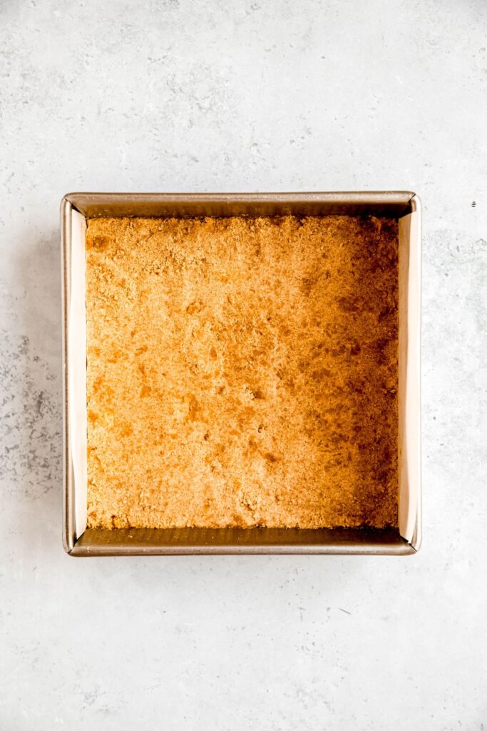 whole wheat press-in crust pressed into a 8x8 tin lined with parchment.