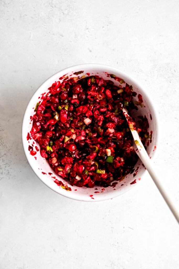 cranberry jalapeno dip after stirring in the seasonings.