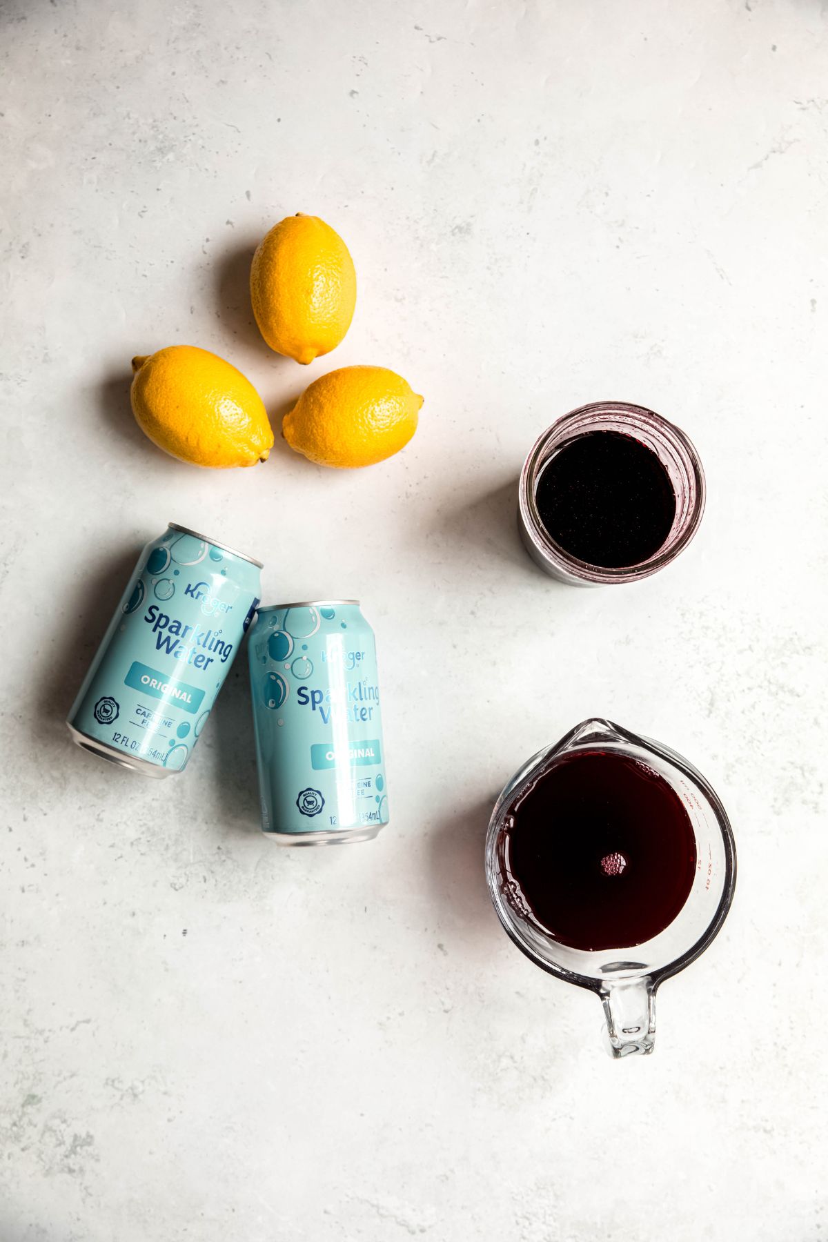 All the ingredients needed to make the non-alcoholic Halloween lemonade.