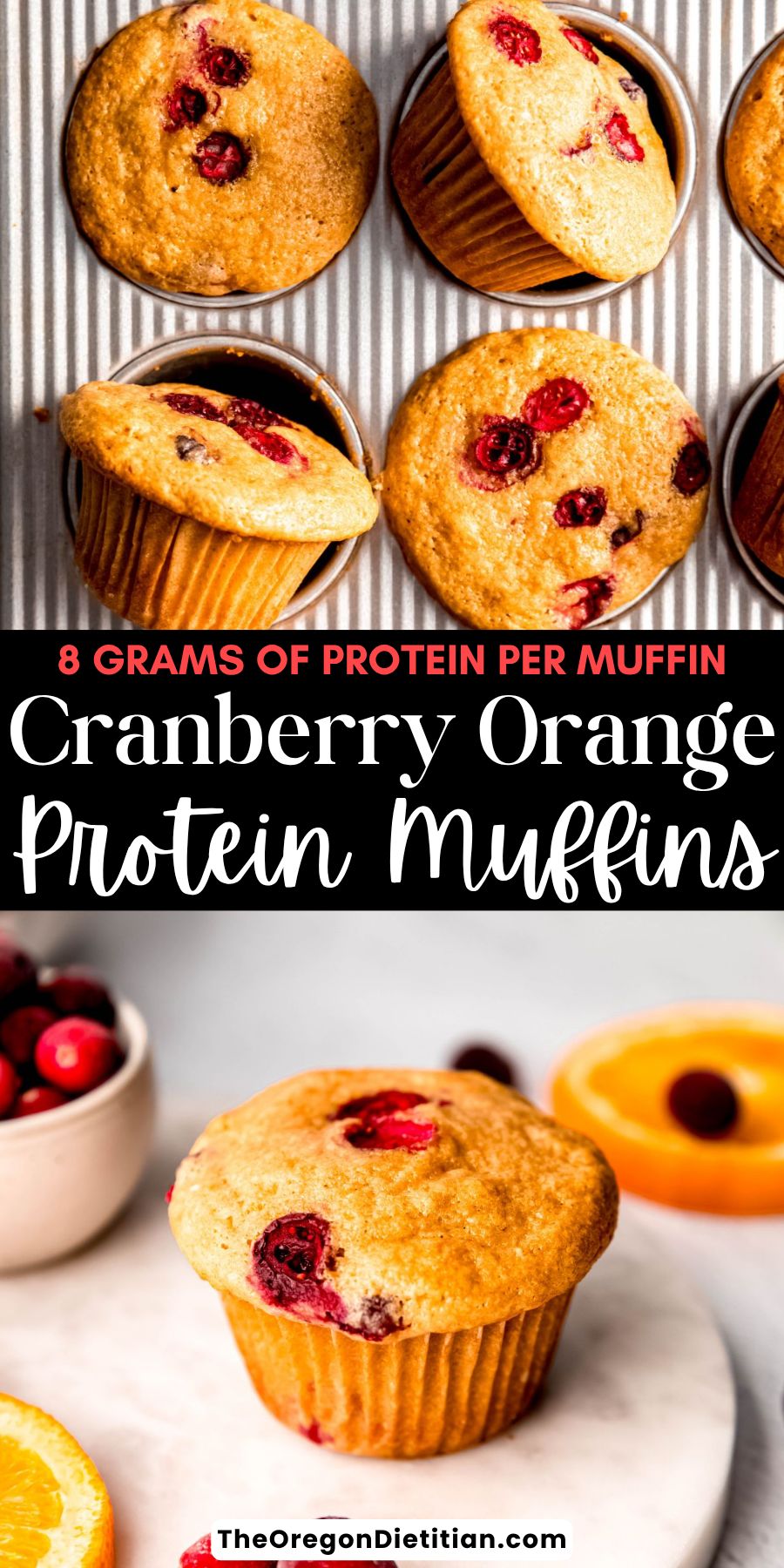 Cranberry orange protein muffins.