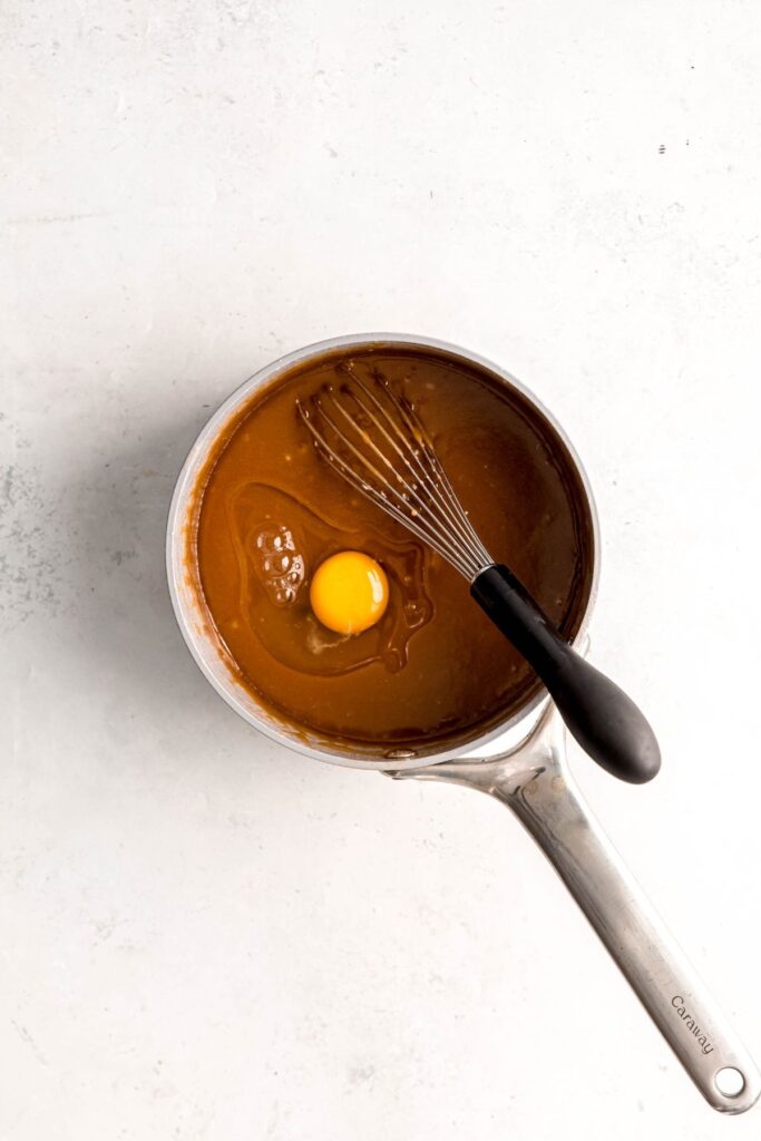 butter mixture after whisking until smooth and adding egg.