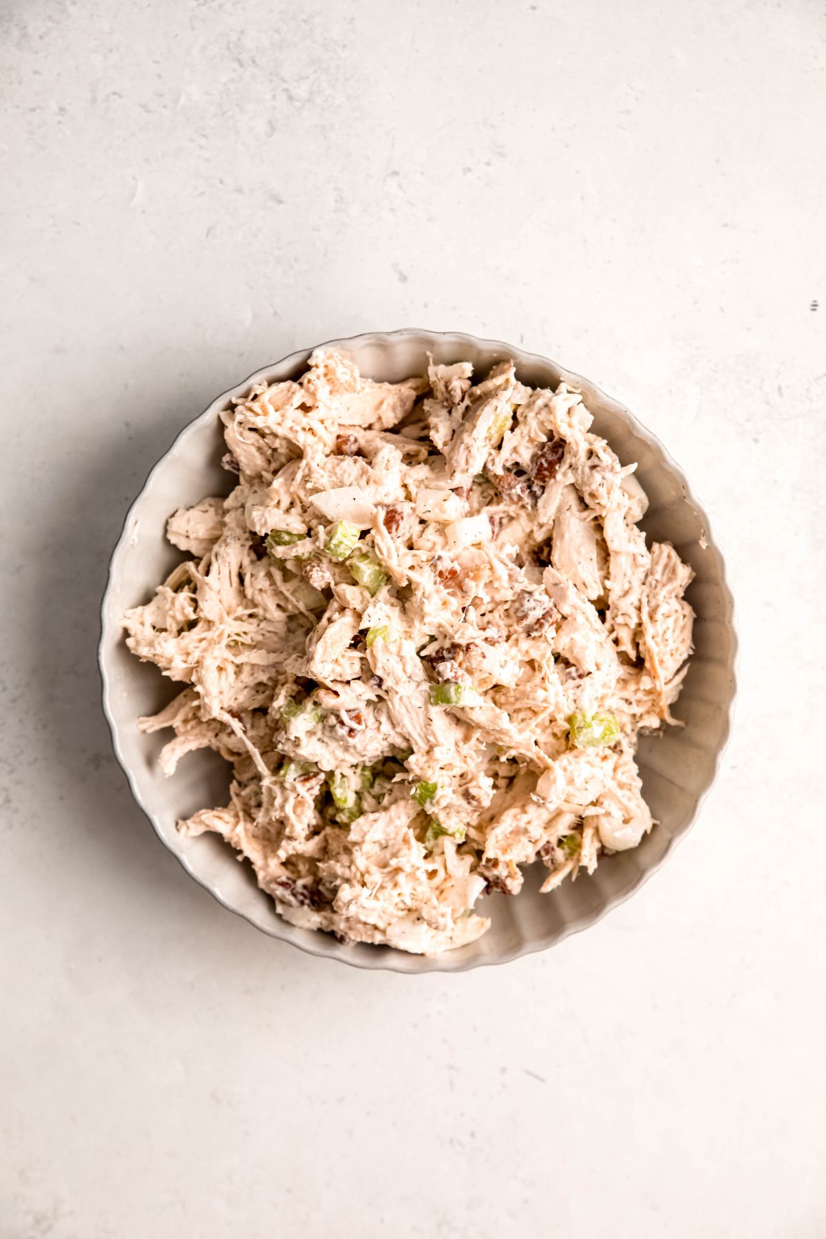 homemade turkey salad for sandwiches and snacks after mixing with the dressing.
