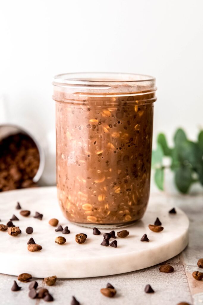mocha overnight oats after rehydrating in the fridge for 6 hours.