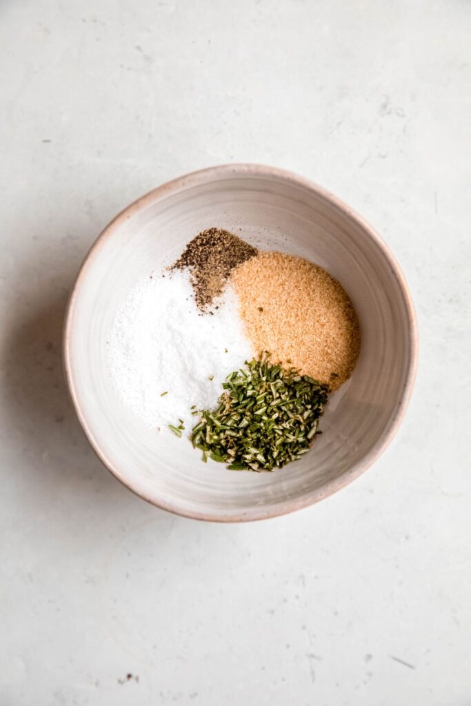 seasoning ingredients added to a small bowl.
