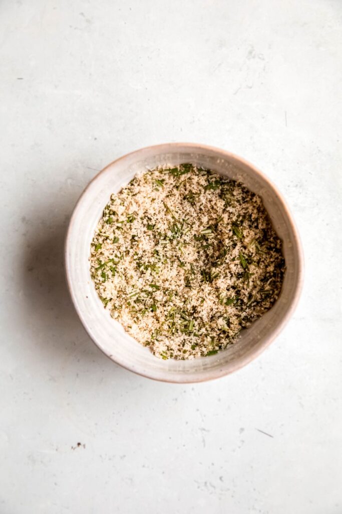 rosemary garlic seasoning in the bowl after stirring together.