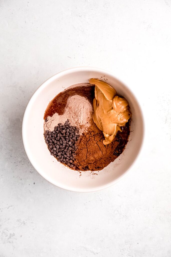 all ingredients added to a mixing bowl.