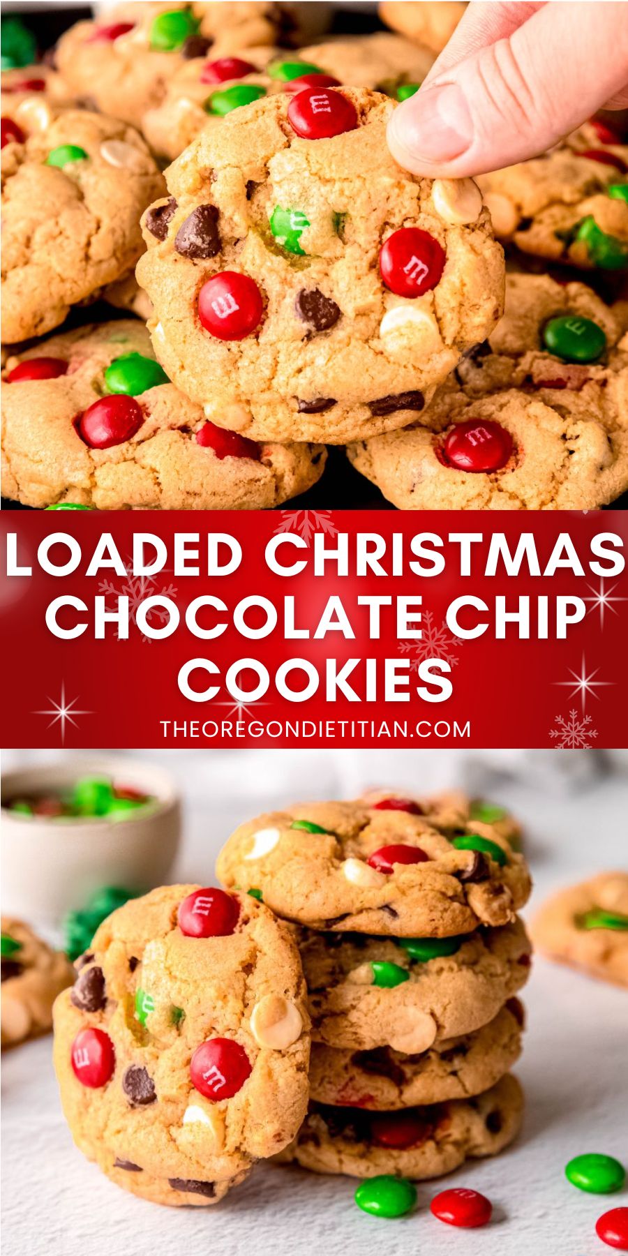 Loaded Christmas chocolate chip cookies.