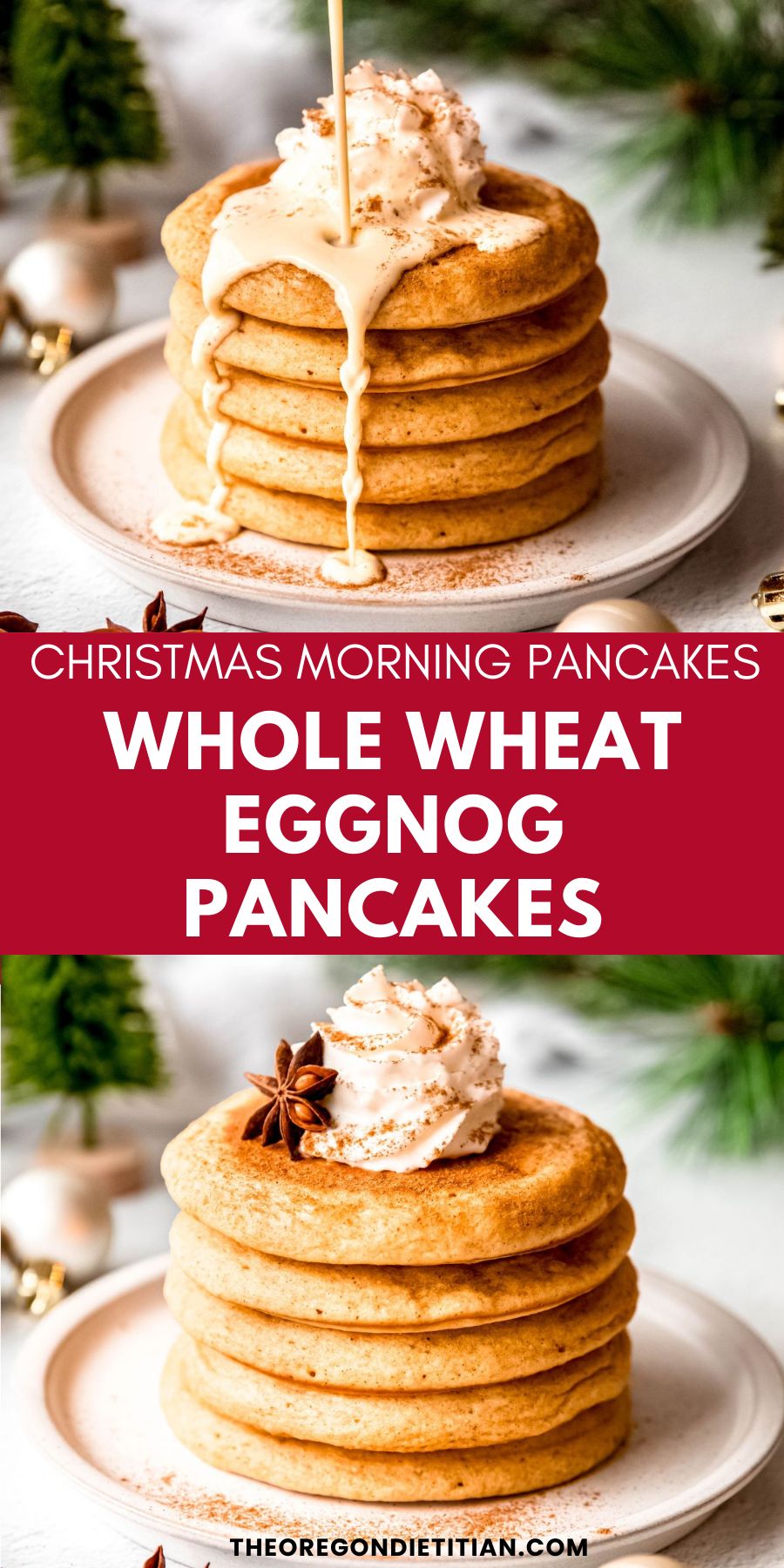 Whole wheat eggnog pancakes.