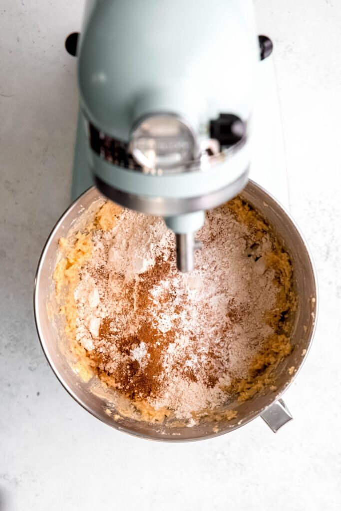 dry ingredients added to the bowl.