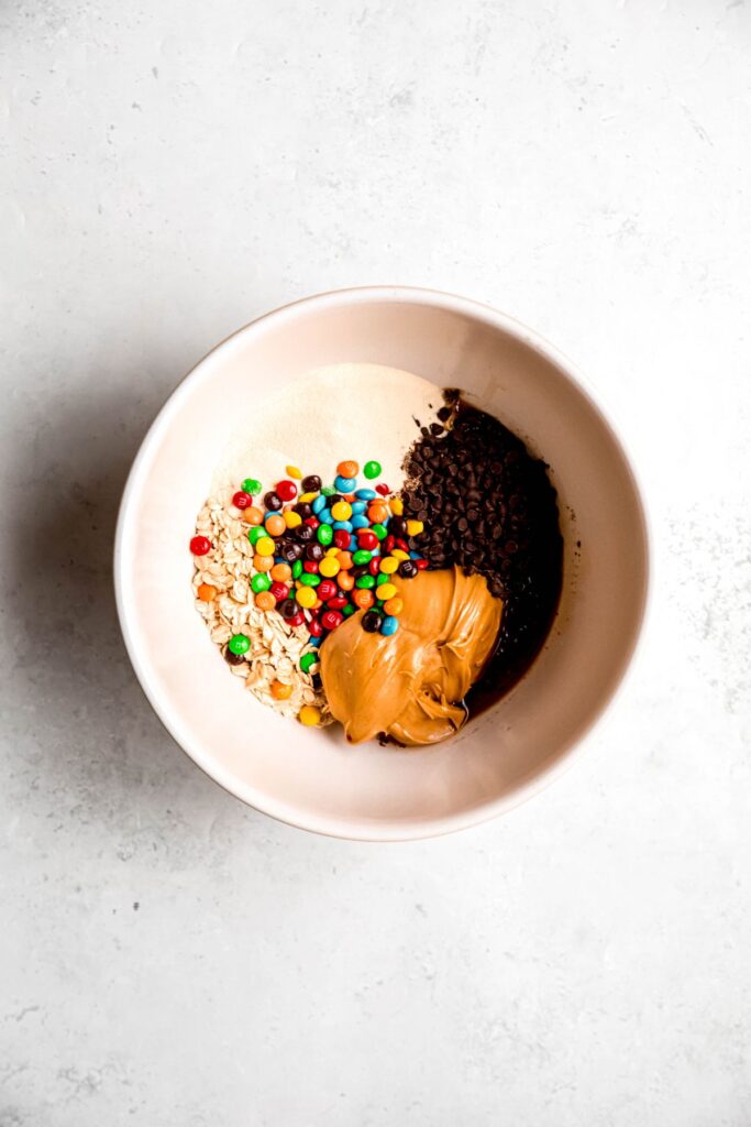 all ingredients added to a mixing bowl.