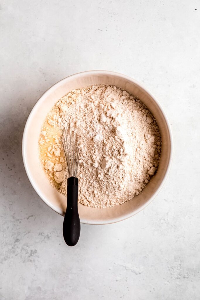 dry ingredients added to the bowl.