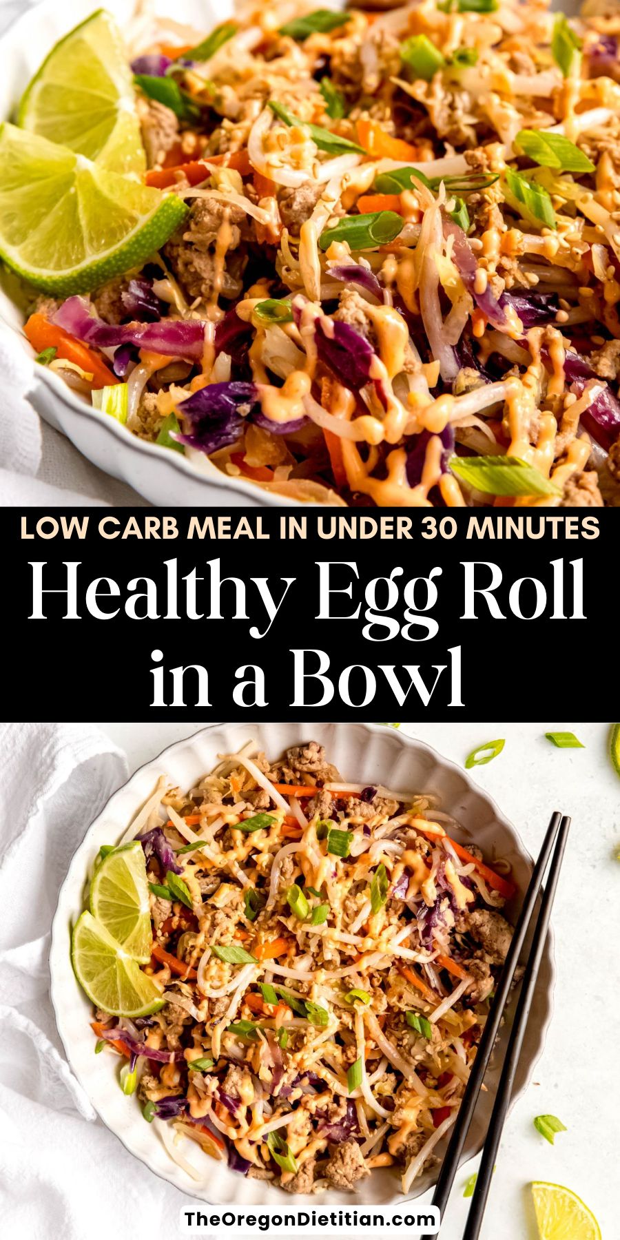 Healthy egg roll in a bowl.