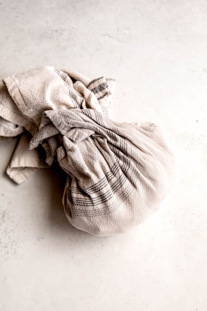 roasted chestnuts in a damp towel to steam after roasting.