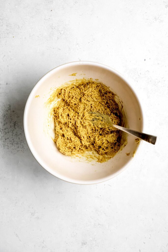 pistachio cream mixture after folding in the kataifi.