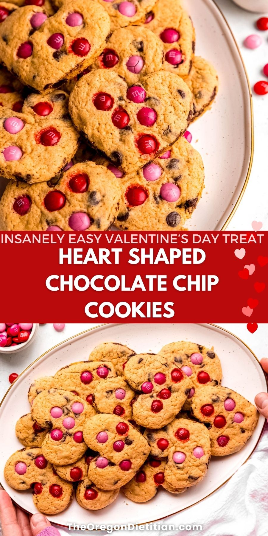 Heart shaped chocolate chip cookies.