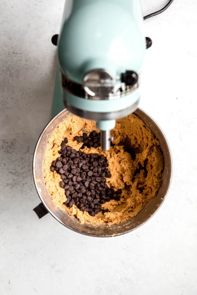 chocolate chips added to the cookie dough.