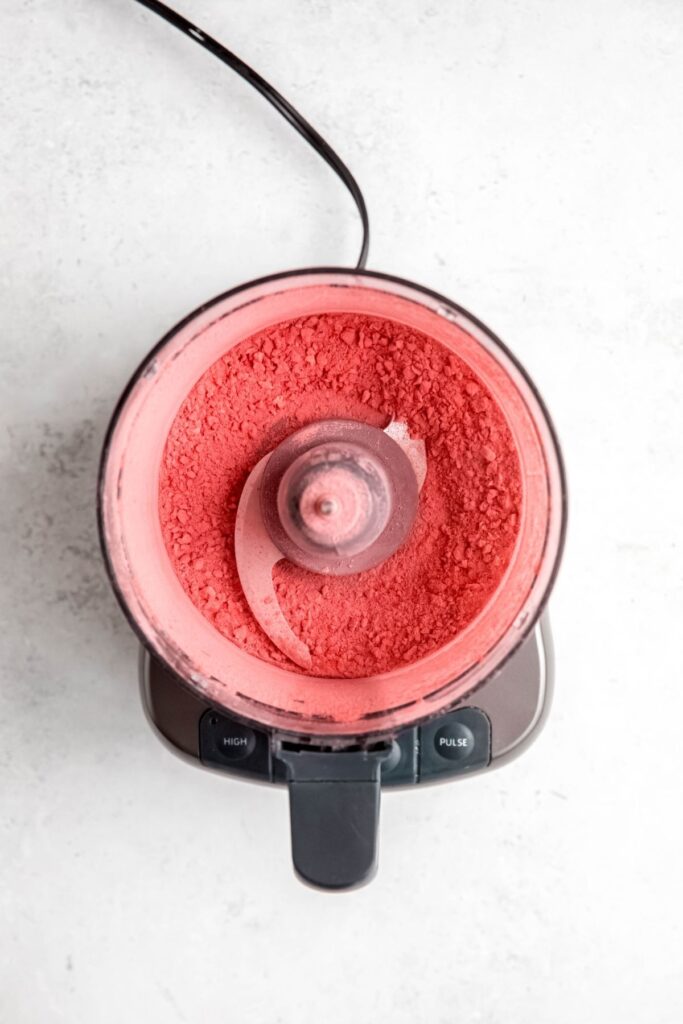 freeze dried strawberry powder in a food processor.
