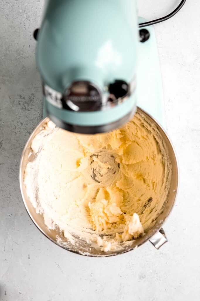 creamed butter and sugar in a stand mixer.