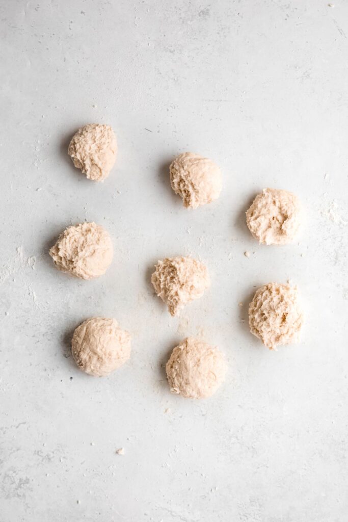 8 pieces of flatbread dough.