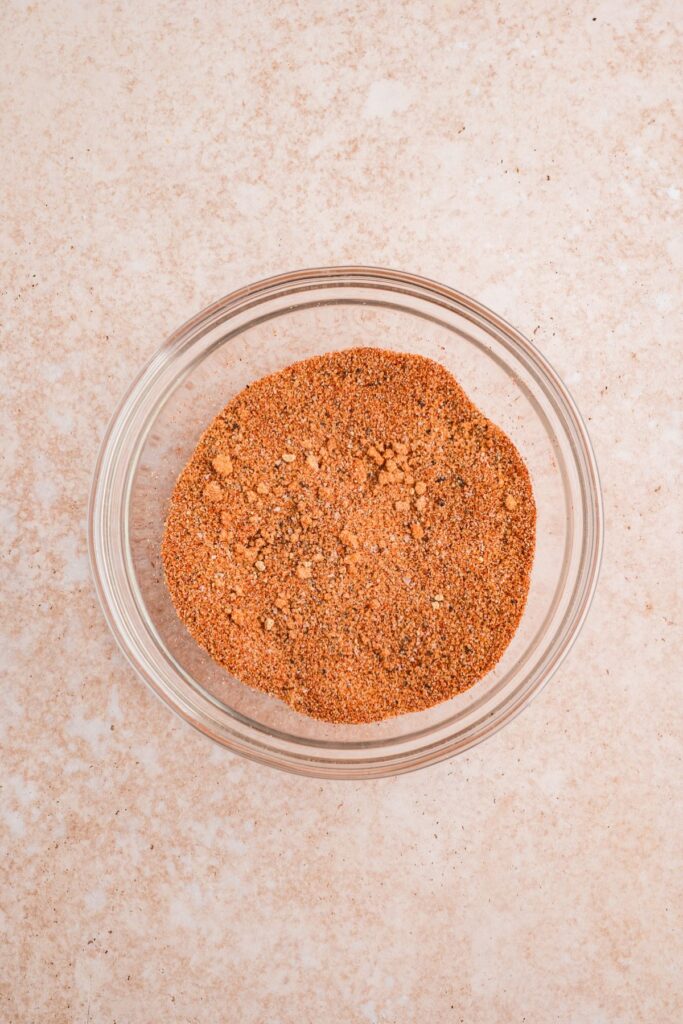 dry rub ingredients mixed together in a small mixing bowl.