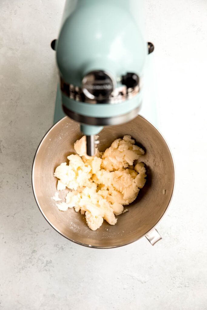 butter and sugar in the bowl of a stand mixer.
