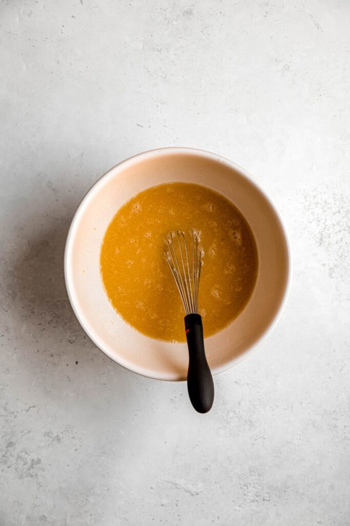 wet ingredients after whisking together.