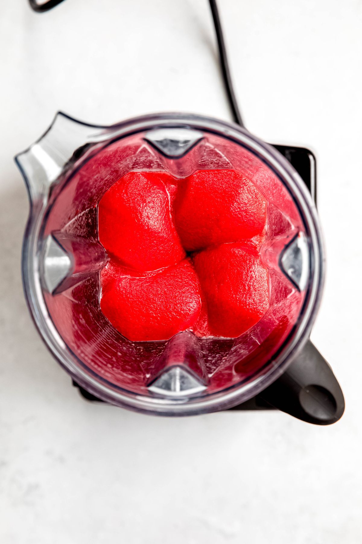 strawberry blender sorbet in the blender.