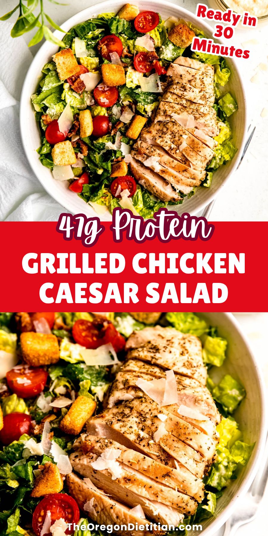Grilled chicken Caesar salad.