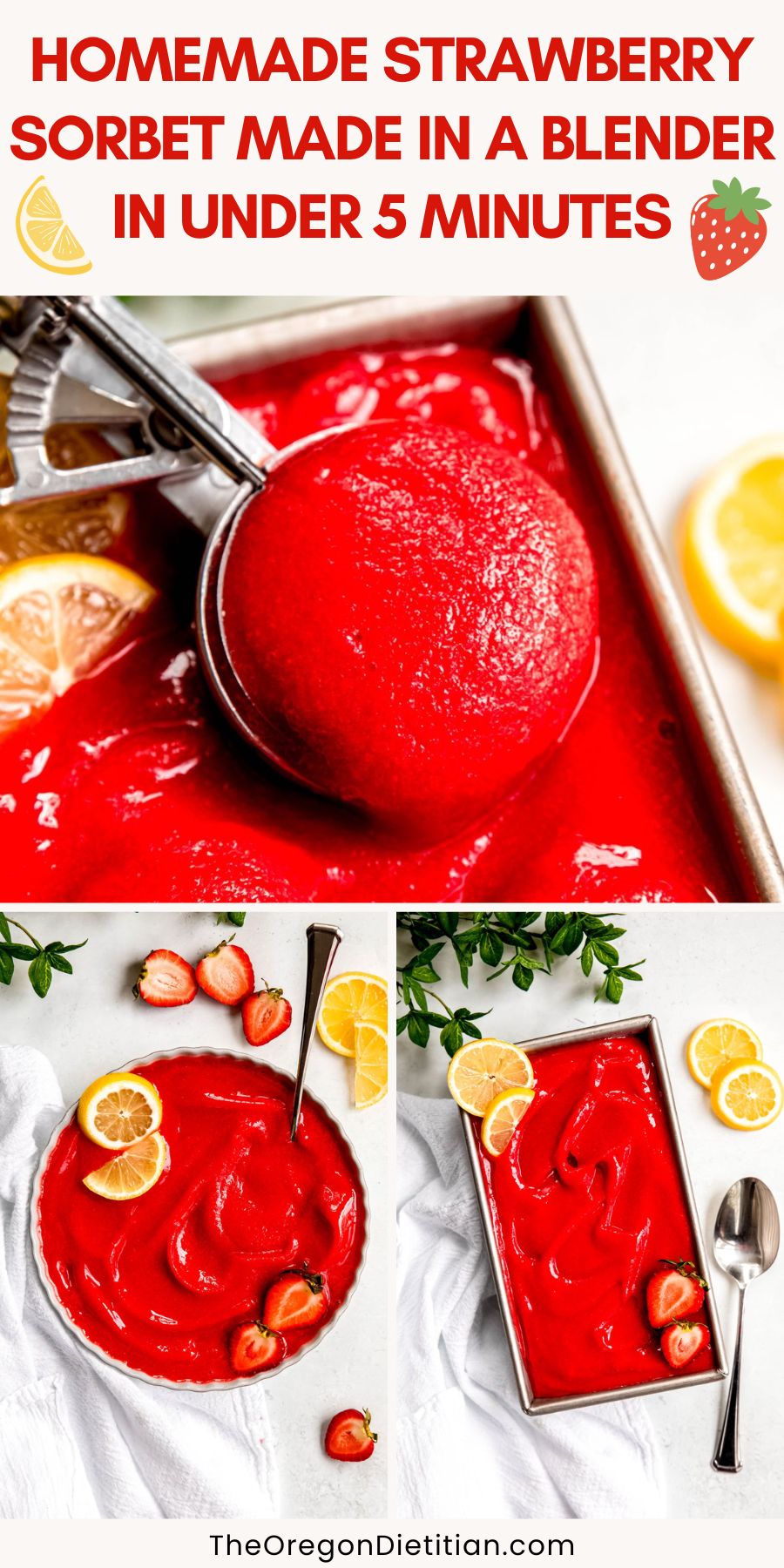 Homemade strawberry sorbet.