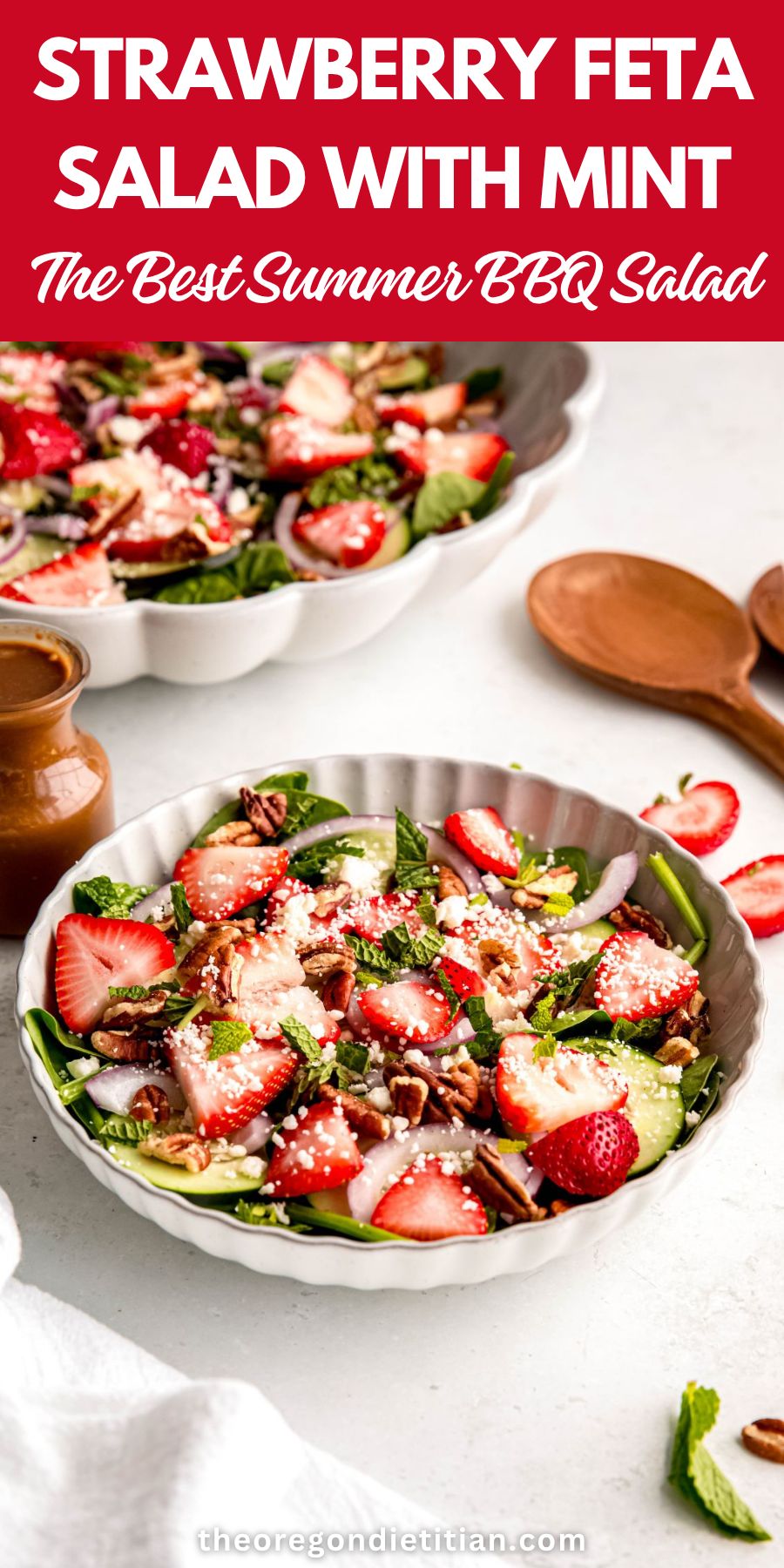 Strawberry feta salad with mint.