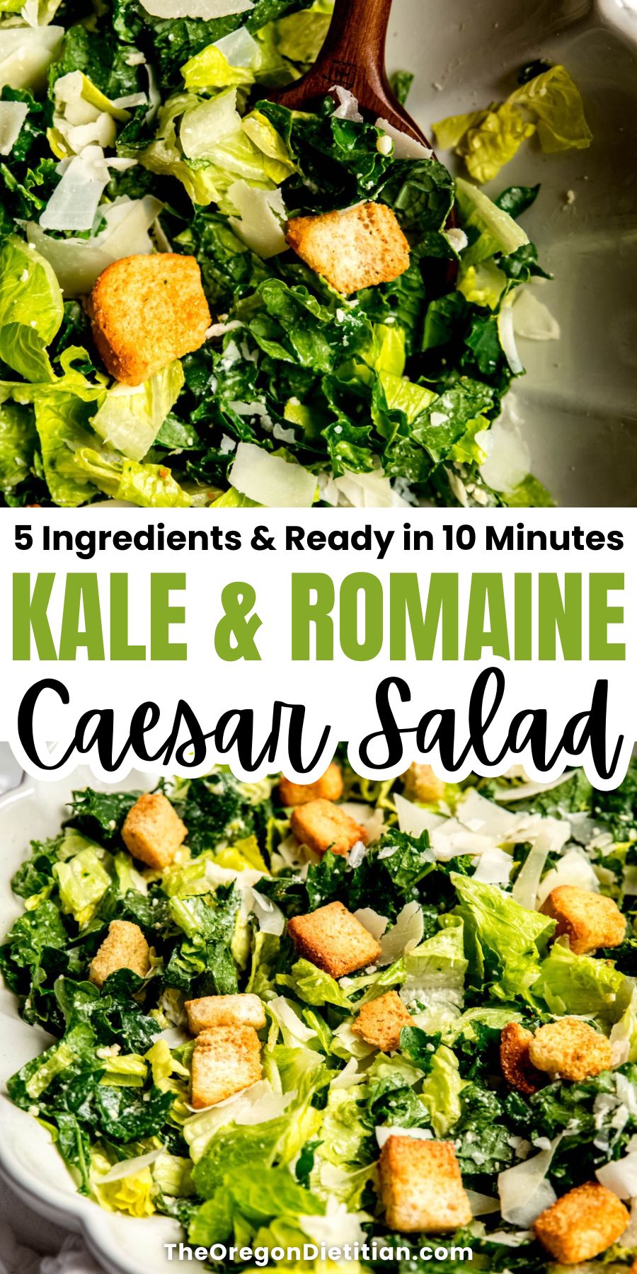 Kale Caesar salad with romaine.