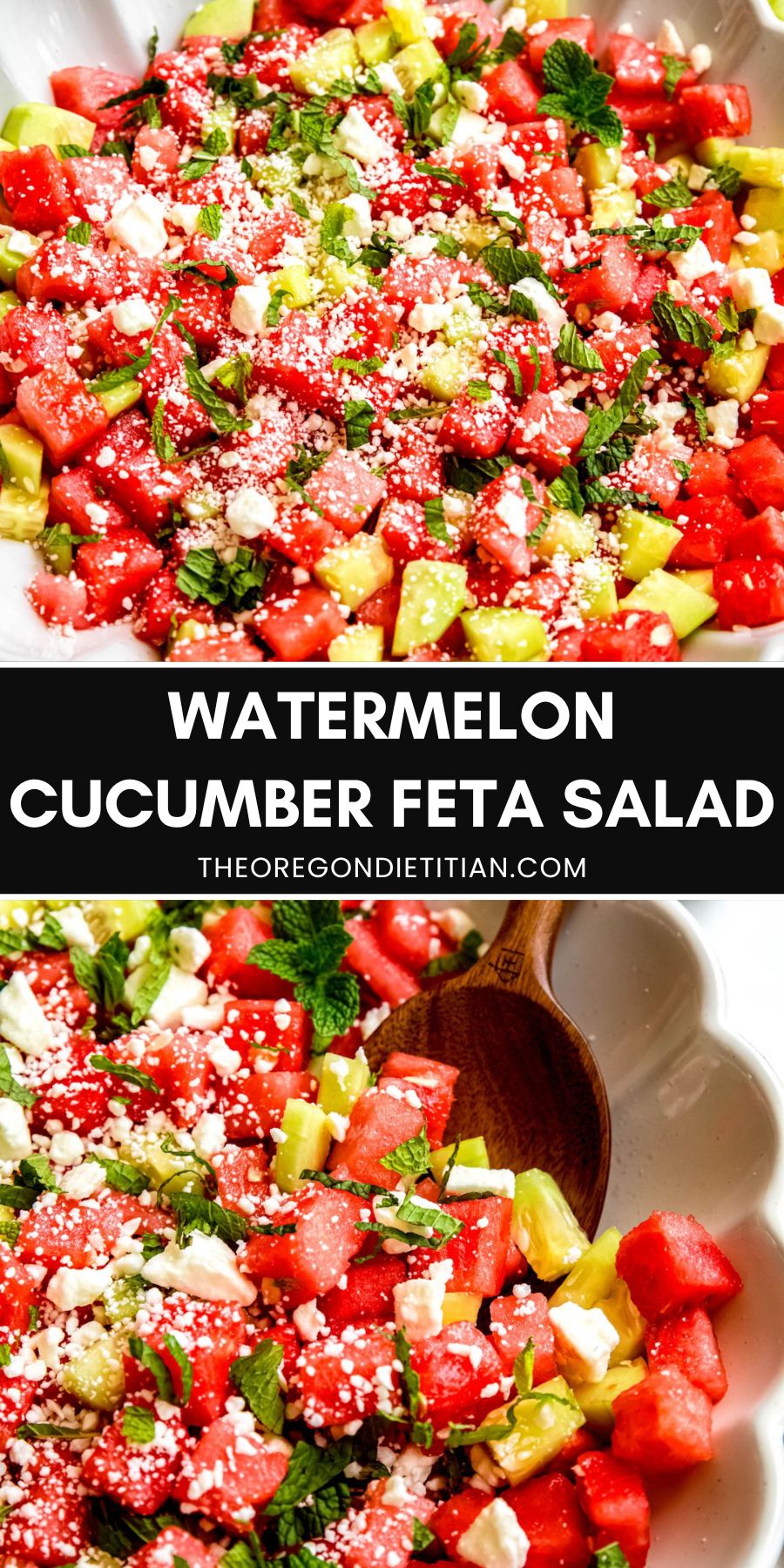 Watermelon cucumber feta salad.