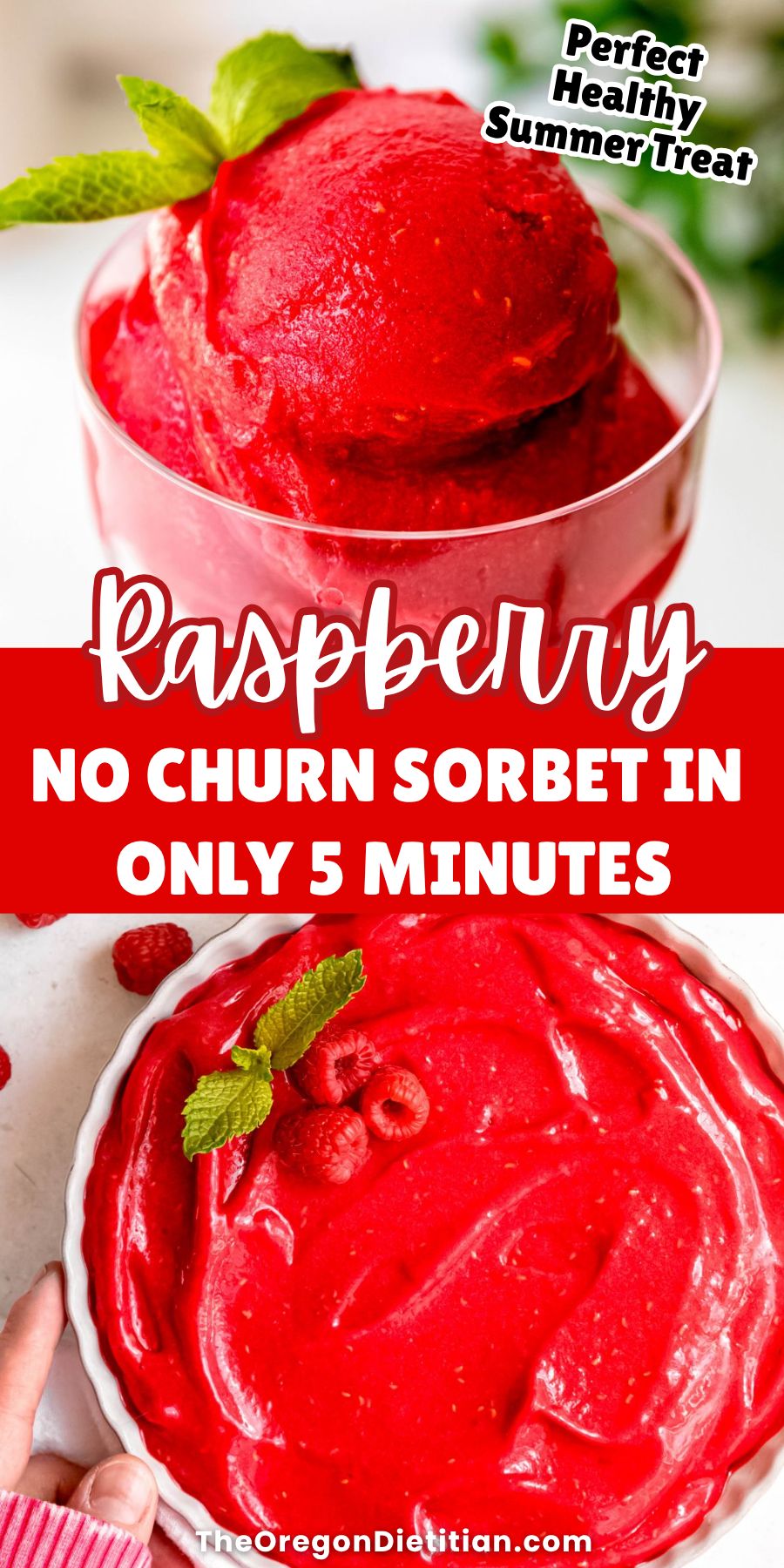 Raspberry sorbet with no ice cream maker.