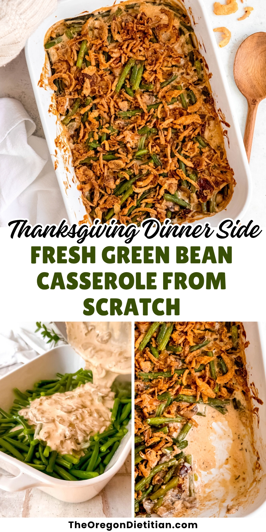 Fresh green bean casserole from scratch.